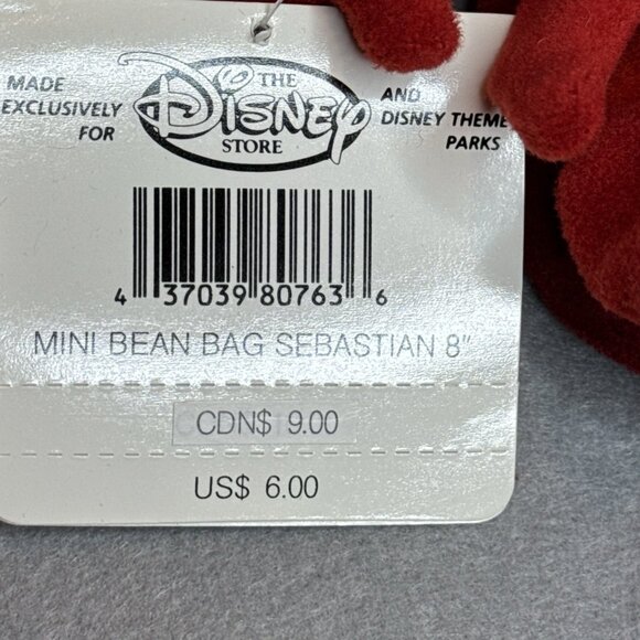 Sebastian Flounder The Little Mermaid The Disney Store Bean Bag Plush Set of 2 - Picture 4 of 8